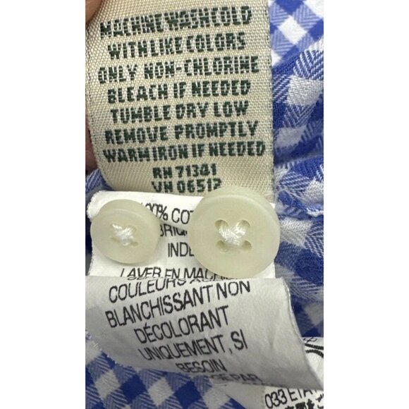 L.L. Bean Womens Blue White Check Long Sleeve Cotton Button Up Blouse Top Sz L - Picture 5 of 9